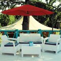 Grillgear 10 ft. Cantilever Hanging Outdoor Shade Easy Crank & Base Patio Umbrella - Red GR3862133